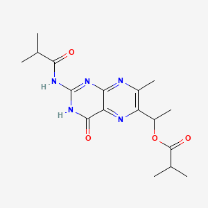 molecular formula C17H23N5O4 B13383275 1-[2-(Isobutyrylamino)-7-methyl-4-oxo-3,4-dihydro-6-pteridinyl]ethyl 2-methylpropanoate 