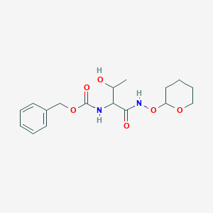 molecular formula C17H24N2O6 B13383314 benzyl N-[3-hydroxy-1-(oxan-2-yloxyamino)-1-oxobutan-2-yl]carbamate 