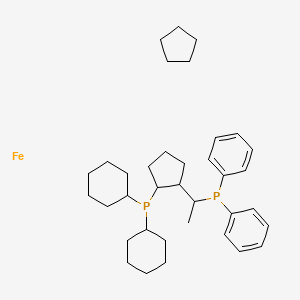 molecular formula C36H54FeP2 B13383358 (R)-(-)-1-[(R)-2-(Dicyclohexylphosphino)ferrocenyl]ethyldiphenylphosphine 