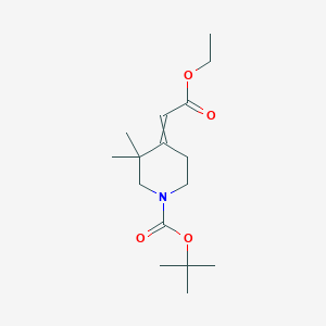 molecular formula C16H27NO4 B13383359 tert-Butyl (4E)-4-(2-ethoxy-2-oxo-ethylidene)-3,3-dimethyl-piperidine-1-carboxylate 