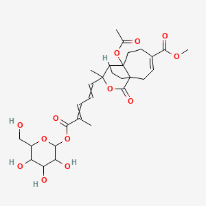 Methyl 7-acetyloxy-9-methyl-9-[4-methyl-5-oxo-5-[3,4,5-trihydroxy-6-(hydroxymethyl)oxan-2-yl]oxypenta-1,3-dienyl]-11-oxo-10-oxatricyclo[6.3.2.01,7]tridec-3-ene-4-carboxylate