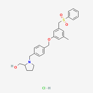 molecular formula C27H32ClNO4S B13383434 [1-[[4-[[3-(Benzenesulfonylmethyl)-5-methylphenoxy]methyl]phenyl]methyl]pyrrolidin-2-yl]methanol;hydrochloride 