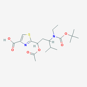 molecular formula C19H30N2O6S B13383465 2-((1R,3R)-1-acetoxy-3-((tert-butoxycarbonyl)(ethyl)amino)-4-methylpentyl)thiazole-4-carboxylic acid 