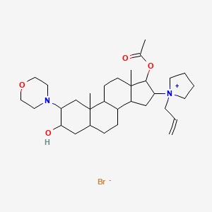 molecular formula C32H53BrN2O4 B13383573 acetic acid [3-hydroxy-10,13-dimethyl-2-(4-morpholinyl)-16-(1-prop-2-enyl-1-pyrrolidin-1-iumyl)-2,3,4,5,6,7,8,9,11,12,14,15,16,17-tetradecahydro-1H-cyclopenta[a]phenanthren-17-yl] ester bromide 