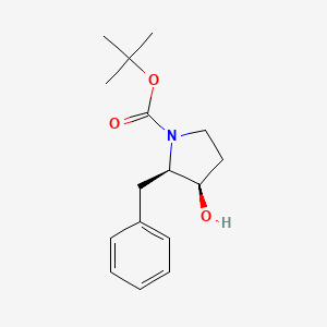 molecular formula C16H23NO3 B1338412 cis-tert-Butyl 2-benzyl-3-hydroxypyrrolidine-1-carboxylate CAS No. 312754-68-0