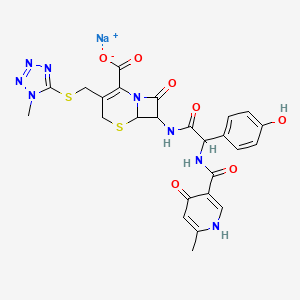 sodium 7-[[2-(4-hydroxyphenyl)-2-[(6-methyl-4-oxidanylidene-1H-pyridin-3-yl)carbonylamino]ethanoyl]amino]-3-[(1-methyl-1,2,3,4-tetrazol-5-yl)sulfanylmethyl]-8-oxidanylidene-5-thia-1-azabicyclo[4.2.0]oct-2-ene-2-carboxylate