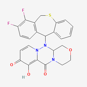 molecular formula C24H19F2N3O4S B13385184 2-(7,8-Difluoro-6,11-dihydrobenzo[c][1]benzothiepin-11-yl)-11-hydroxy-5-oxa-1,2,8-triazatricyclo[8.4.0.03,8]tetradeca-10,13-diene-9,12-dione 