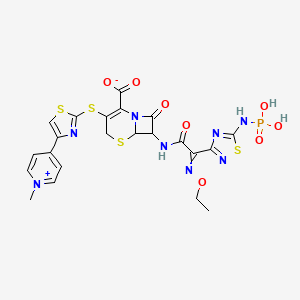 7-[[2-Ethoxyimino-2-[5-(phosphonoamino)-1,2,4-thiadiazol-3-yl]acetyl]amino]-3-[[4-(1-methylpyridin-1-ium-4-yl)-1,3-thiazol-2-yl]sulfanyl]-8-oxo-5-thia-1-azabicyclo[4.2.0]oct-2-ene-2-carboxylate