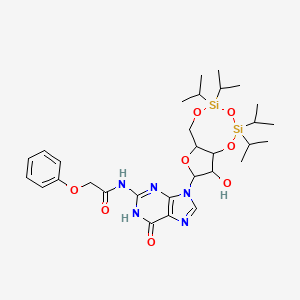 molecular formula C30H45N5O8Si2 B13385710 N-[9-[(6aR,8R,9R,9aS)-9-hydroxy-2,2,4,4-tetra(propan-2-yl)-6a,8,9,9a-tetrahydro-6H-furo[3,2-f][1,3,5,2,4]trioxadisilocin-8-yl]-6-oxo-3H-purin-2-yl]-2-phenoxyacetamide 