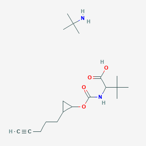 molecular formula C19H34N2O4 B13385745 3,3-Dimethyl-2-[(2-pent-4-ynylcyclopropyl)oxycarbonylamino]butanoic acid;2-methylpropan-2-amine 