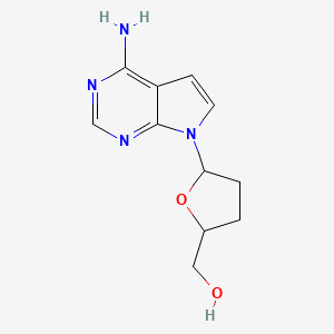 molecular formula C11H14N4O2 B13385772 [(2S,5R)-5-{4-amino-7H-pyrrolo[2,3-d]pyrimidin-7-yl}oxolan-2-yl]methanol 