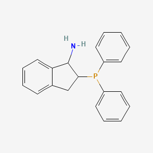 molecular formula C21H20NP B13385924 2-diphenylphosphanyl-2,3-dihydro-1H-inden-1-amine 