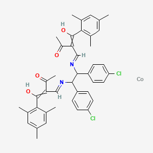 molecular formula C42H42Cl2CoN2O4 B13385951 3-[[1,2-Bis(4-chlorophenyl)-2-[[2-[hydroxy-(2,4,6-trimethylphenyl)methylidene]-3-oxobutylidene]amino]ethyl]iminomethyl]-4-hydroxy-4-(2,4,6-trimethylphenyl)but-3-en-2-one;cobalt 