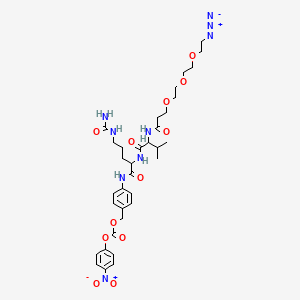 molecular formula C34H47N9O12 B13385957 {4-[(2S)-2-[(2S)-2-(3-{2-[2-(2-azidoethoxy)ethoxy]ethoxy}propanamido)-3-methylbutanamido]-5-(carbamoylamino)pentanamido]phenyl}methyl 4-nitrophenyl carbonate 