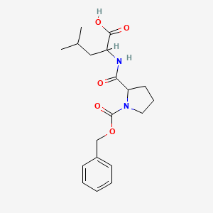 4-Methyl-2-[[oxo-(1-phenylmethoxycarbonyl-2-pyrrolidinyl)methyl]amino]pentanoic acid