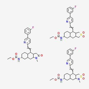 ethyl N-[9-[2-[5-(3-fluorophenyl)pyridin-2-yl]ethenyl]-2,2-dioxo-1,3,3a,4,4a,5,6,7,8,8a,9,9a-dodecahydronaphtho[2,3-c]thiophen-6-yl]carbamate;ethyl N-[4-[2-[5-(3-fluorophenyl)pyridin-2-yl]ethenyl]-1-methyl-2,2-dioxo-3a,4,4a,5,6,7,8,8a,9,9a-decahydro-3H-naphtho[3,2-c][1,2]thiazol-7-yl]carbamate;ethyl N-[4-[2-[5-(3-fluorophenyl)pyridin-2-yl]ethenyl]-1-methyl-2-oxo-3a,4,4a,5,6,7,8,8a,9,9a-decahydro-3H-benzo[f]indol-7-yl]carbamate