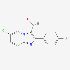 molecular formula C14H8BrClN2O B13386905 2-(4-Bromophenyl)-6-chloroimidazo[1,2-a]pyridine-3-carbaldehyde CAS No. 727976-33-2