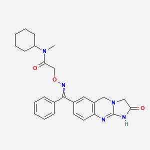 Acetamide, N-cyclohexyl-N-methyl-2-(((phenyl(1,2,3,5-tetrahydro-2-oxoimidazo(2,1-b)quinazolin-7-yl)methylene)amino)oxy)-