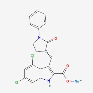 sodium;4,6-dichloro-3-[(2-oxo-1-phenylpyrrolidin-3-ylidene)methyl]-1H-indole-2-carboxylate