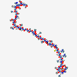 (4S)-5-amino-4-[[(2S)-1-[(2S)-1-[(2S)-6-amino-2-[[(2S)-2-[[(2S)-2-[[(2S)-2-[[(2S)-2-[[(2S)-1-[(2S)-2-[[(2S)-6-amino-2-[[(2S)-2-[[(2S)-2-[[(2S)-2-[[(2S)-2-[[(2S)-1-[(2S)-2-[[(2S,3S)-2-[2-[(3S)-6-amino-1-[(2S)-1-[(2S)-2-[[(2S)-4-amino-2-[[(2R)-2-[[(2S,3S)-2-[[(2S)-6-amino-2-[[(2S)-1-[(2S)-4-amino-2-[[2-[[(2S)-2-[[2-[[2-[[(2S,3R)-2-[[(2S)-5-amino-2-[[(2S)-2-[[(2S)-2-[[(2S,3S)-2-[[(2S)-2-[[2-[[(2S)-2-[[(2S)-2-[[(2S)-6-amino-2-[[(2R)-2-[[(2S)-2-[[(2S)-2-[[(2S)-3-carboxy-2-[[(2S)-3-carboxy-2-[[(2S)-2-[2-[(2S)-1-hydroxy-3-oxopropan-2-yl]hydrazinyl]-3-methylbutanoyl]amino]propanoyl]amino]propanoyl]amino]-3-(1H-imidazol-5-yl)propanoyl]amino]-3-phenylpropanoyl]amino]propanoyl]amino]hexanoyl]amino]-3-hydroxypropanoyl]amino]-4-methylpentanoyl]amino]acetyl]amino]-3-carboxypropanoyl]amino]-3-hydroxybutanoyl]amino]-3-(1H-indol-3-yl)propanoyl]amino]-4-methylpentanoyl]amino]-5-oxopentanoyl]amino]-3-methylpentanoyl]amino]acetyl]amino]acetyl]amino]-3-hydroxypropanoyl]amino]acetyl]amino]-4-oxobutanoyl]pyrrolidine-2-carbonyl]amino]hexanoyl]amino]-3-hydroxybutanoyl]amino]propanoyl]amino]-4-oxobutanoyl]amino]-3-methylbutanoyl]pyrrolidin-2-yl]-1,2,6-trioxohexan-3-yl]hydrazinyl]-3-hydroxybutanoyl]amino]-3-methylbutanoyl]pyrrolidine-2-carbonyl]amino]-4-methylsulfanylbutanoyl]amino]-5-carbamimidamidopentanoyl]amino]-4-methylpentanoyl]amino]-5-carbamimidamidopentanoyl]amino]hexanoyl]amino]-4-methylpentanoyl]pyrrolidine-2-carbonyl]amino]-3-carboxypropanoyl]amino]-3-hydroxypropanoyl]amino]-3-phenylpropanoyl]amino]-3-phenylpropanoyl]amino]hexanoyl]pyrrolidine-2-carbonyl]pyrrolidine-2-carbonyl]amino]-5-oxopentanoic acid