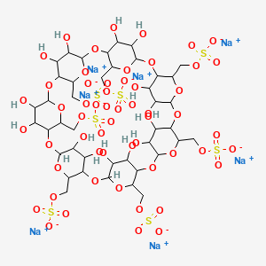 Heptasodium;[36,37,38,39,40,41,42,43,44,45,46,47,48,49-tetradecahydroxy-10,15,20,25,30,35-hexakis(sulfonatooxymethyl)-2,4,7,9,12,14,17,19,22,24,27,29,32,34-tetradecaoxaoctacyclo[31.2.2.23,6.28,11.213,16.218,21.223,26.228,31]nonatetracontan-5-yl]methyl sulfate