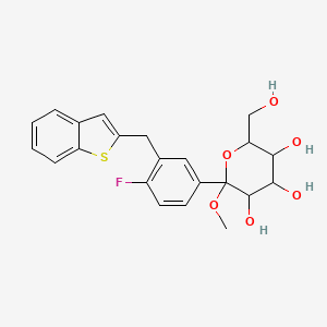 2-[3-(1-Benzothiophen-2-ylmethyl)-4-fluorophenyl]-6-(hydroxymethyl)-2-methoxyoxane-3,4,5-triol