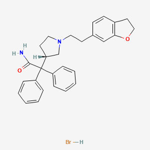 molecular formula C28H31BrN2O2 B13387867 2-[(3S)-1-[2-(2,3-dihydro-1-benzofuran-6-yl)ethyl]pyrrolidin-3-yl]-2,2-diphenylacetamide;hydrobromide 