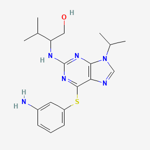 molecular formula C19H26N6OS B13387892 2-[[6-(3-Aminophenyl)sulfanyl-9-propan-2-ylpurin-2-yl]amino]-3-methylbutan-1-ol 