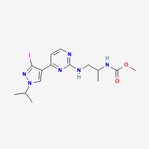 molecular formula C15H21IN6O2 B13387955 methyl N-[1-[[4-(3-iodo-1-propan-2-ylpyrazol-4-yl)pyrimidin-2-yl]amino]propan-2-yl]carbamate 