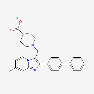 molecular formula C27H27N3O2 B13387979 1-(2-Biphenyl-4-yl-7-methylimidazo[1,2-a]pyridin-3-ylmethyl)piperidine-4-carboxylic acid 