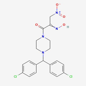 molecular formula C20H20Cl2N4O4 B13388012 1-[4-[Bis(4-chlorophenyl)methyl]piperazin-1-yl]-2-hydroxyimino-3-nitropropan-1-one 