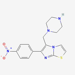 molecular formula C16H17N5O2S B13388076 6-(4-Nitrophenyl)-5-piperazin-1-ylmethyl-imidazo-[2,1-b]thiazole 