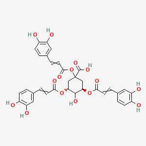 molecular formula C34H30O15 B13388087 (3R,5R)-1,3,5-tris[3-(3,4-dihydroxyphenyl)prop-2-enoyloxy]-4-hydroxycyclohexane-1-carboxylic acid 