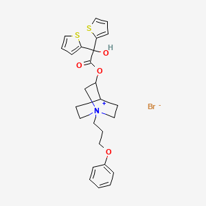 molecular formula C26H30BrNO4S2 B13388095 (3R)-3-(2-Hydroxy-2,2-di(thiophen-2-yl)acetoxy)-1-(3-phenoxypropyl)quinuclidin-1-ium bromide 