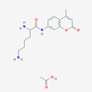 molecular formula C18H25N3O5 B13388193 Acetic acid; (2S)-2,6-diamino-N-(4-methyl-2-oxo-chromen-7-yl)hexanamide 