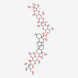 [3-[5-[4-[3,4-Dihydroxy-4-(hydroxymethyl)oxolan-2-yl]oxy-3,5-dihydroxyoxan-2-yl]oxy-3,4-dihydroxy-6-methyloxan-2-yl]oxy-4,5-dihydroxyoxan-2-yl] 10-[3,5-dihydroxy-6-(hydroxymethyl)-4-[3,4,5-trihydroxy-6-(hydroxymethyl)oxan-2-yl]oxyoxan-2-yl]oxy-5,11-dihydroxy-9,9-bis(hydroxymethyl)-2,2,6a,6b,12a-pentamethyl-1,3,4,5,6,6a,7,8,8a,10,11,12,13,14b-tetradecahydropicene-4a-carboxylate