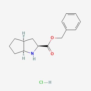 molecular formula C15H20ClNO2 B1338848 (2S,3aS,6aS)-Benzyl octahydrocyclopenta[b]pyrrole-2-carboxylate hydrochloride CAS No. 1279035-95-8