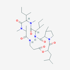 13,16-Di(butan-2-yl)-10,11,14,20-tetramethyl-3-(2-methylpropyl)-4-oxa-1,8,11,14,17-pentazabicyclo[17.3.0]docosane-2,5,9,12,15,18-hexone