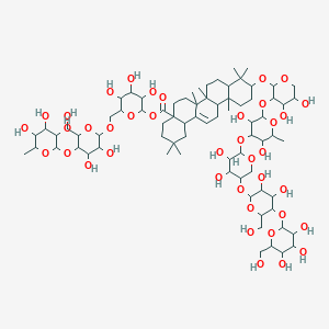 [6-[[3,4-Dihydroxy-6-(hydroxymethyl)-5-(3,4,5-trihydroxy-6-methyloxan-2-yl)oxyoxan-2-yl]oxymethyl]-3,4,5-trihydroxyoxan-2-yl] 10-[3-[4-[5-[3,4-dihydroxy-6-(hydroxymethyl)-5-[3,4,5-trihydroxy-6-(hydroxymethyl)oxan-2-yl]oxyoxan-2-yl]oxy-3,4-dihydroxyoxan-2-yl]oxy-3,5-dihydroxy-6-methyloxan-2-yl]oxy-4,5-dihydroxyoxan-2-yl]oxy-2,2,6a,6b,9,9,12a-heptamethyl-1,3,4,5,6,6a,7,8,8a,10,11,12,13,14b-tetradecahydropicene-4a-carboxylate