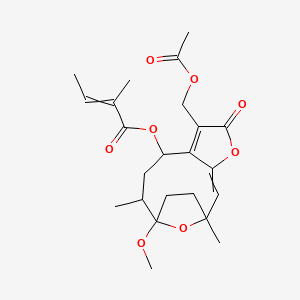 [6-(Acetyloxymethyl)-11-methoxy-1,10-dimethyl-5-oxo-4,14-dioxatricyclo[9.2.1.03,7]tetradeca-2,6-dien-8-yl] 2-methylbut-2-enoate