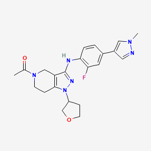 1-[3-[2-fluoro-4-(1-methylpyrazol-4-yl)anilino]-1-(oxolan-3-yl)-6,7-dihydro-4H-pyrazolo[4,3-c]pyridin-5-yl]ethanone