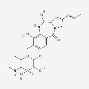 2-[3,4-Dihydroxy-4,6-dimethyl-5-(methylamino)oxan-2-yl]oxy-4,6-dihydroxy-3-methyl-8-prop-1-enyl-5,6,6a,7-tetrahydropyrrolo[2,1-c][1,4]benzodiazepin-11-one