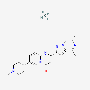 molecular formula C25H32N6O B13390144 2-(4-ethyl-6-methylpyrazolo[1,5-a]pyrazin-2-yl)-9-methyl-7-(1-methylpiperidin-4-yl)pyrido[1,2-a]pyrimidin-4-one;methane 