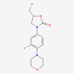 molecular formula C14H16ClFN2O3 B13390227 5-(Chloromethyl)-3-[3-fluoro-4-(morpholin-4-YL)phenyl]-1,3-oxazolidin-2-one 