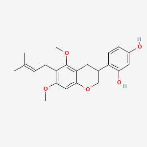 molecular formula C22H26O5 B13390328 4-[5,7-dimethoxy-6-(3-methylbut-2-enyl)-3,4-dihydro-2H-chromen-3-yl]benzene-1,3-diol 