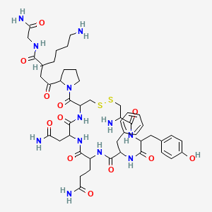 6-amino-2-[2-[1-[19-amino-7-(2-amino-2-oxoethyl)-10-(3-amino-3-oxopropyl)-13-benzyl-16-[(4-hydroxyphenyl)methyl]-6,9,12,15,18-pentaoxo-1,2-dithia-5,8,11,14,17-pentazacycloicosane-4-carbonyl]pyrrolidin-2-yl]-2-oxoethyl]-N-(2-amino-2-oxoethyl)hexanamide