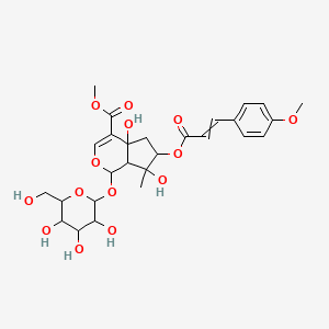 molecular formula C27H34O14 B13390354 Methyl 4a,7-dihydroxy-6-[3-(4-methoxyphenyl)prop-2-enoyloxy]-7-methyl-1-[3,4,5-trihydroxy-6-(hydroxymethyl)oxan-2-yl]oxy-1,5,6,7a-tetrahydrocyclopenta[c]pyran-4-carboxylate 