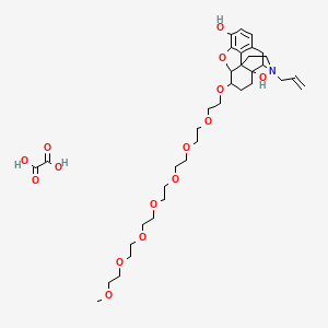 molecular formula C36H55NO15 B13390426 7-[2-[2-[2-[2-[2-[2-(2-Methoxyethoxy)ethoxy]ethoxy]ethoxy]ethoxy]ethoxy]ethoxy]-3-prop-2-enyl-1,2,4,5,6,7,7a,13-octahydro-4,12-methanobenzofuro[3,2-e]isoquinoline-4a,9-diol;oxalic acid 