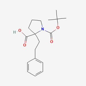 molecular formula C18H25NO4 B13390432 1-[(2-Methylpropan-2-yl)oxycarbonyl]-2-(2-phenylethyl)pyrrolidine-2-carboxylic acid 