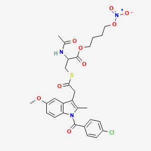 molecular formula C28H30ClN3O9S B13390518 4-Nitrooxybutyl 2-acetamido-3-[2-[1-(4-chlorobenzoyl)-5-methoxy-2-methylindol-3-yl]acetyl]sulfanylpropanoate 